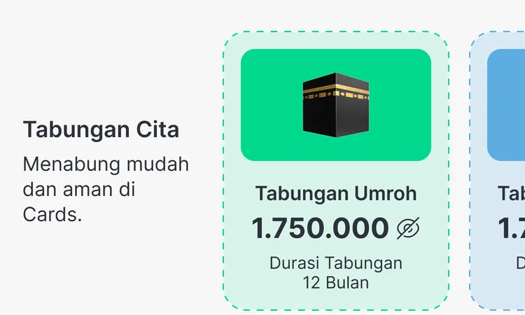 Kartu Tabungan Cita dengan target dan durasi di aplikasi CARDS
