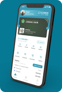 Aplikasi orang tua CARDS untuk monitoring SPP dan saldo jajan siswa