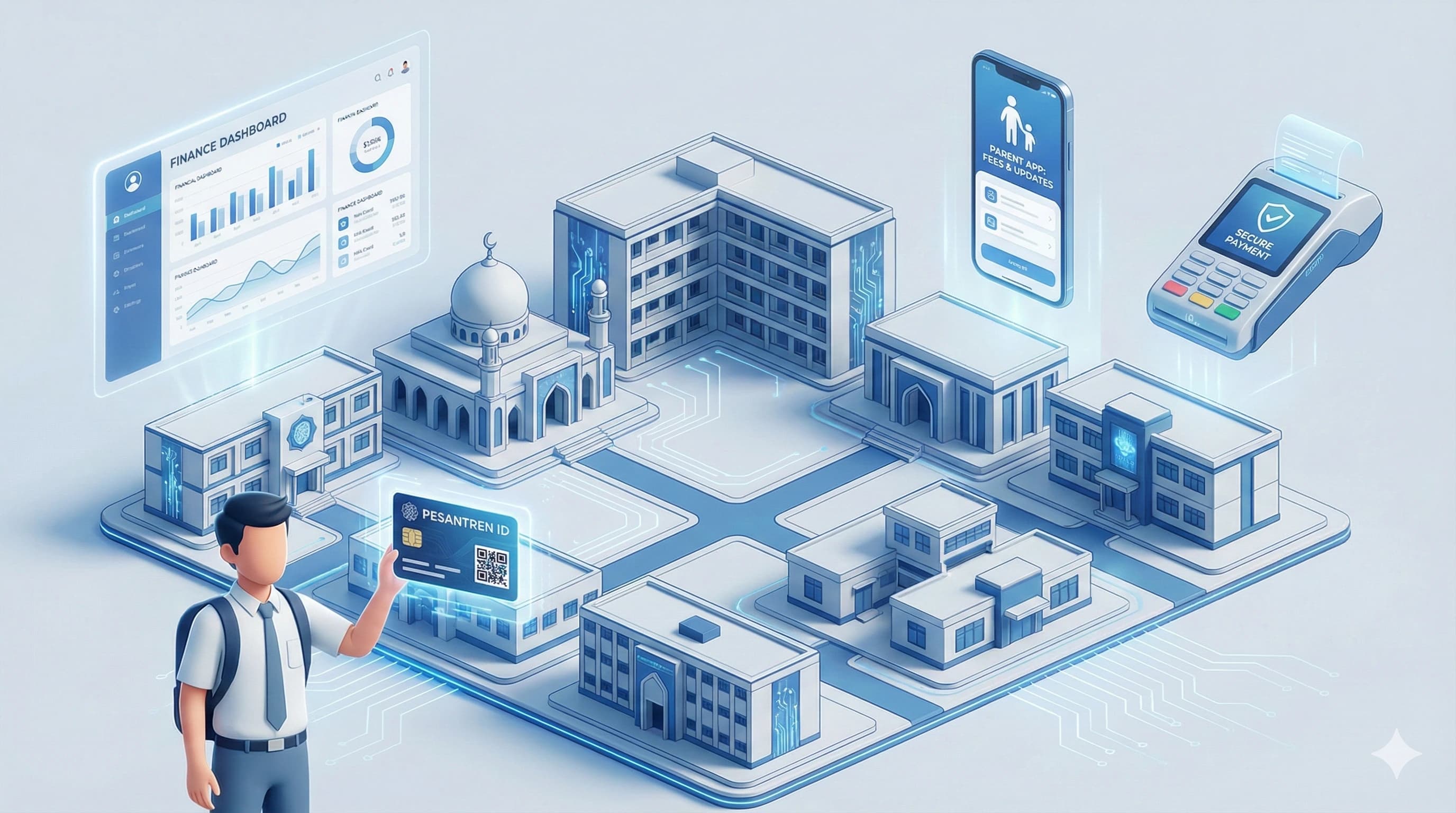 Perbandingan 5 aplikasi manajemen pesantren dan fitur kartu santri digital CARDS untuk ekosistem cashless yang aman dan transparan di Indonesia.